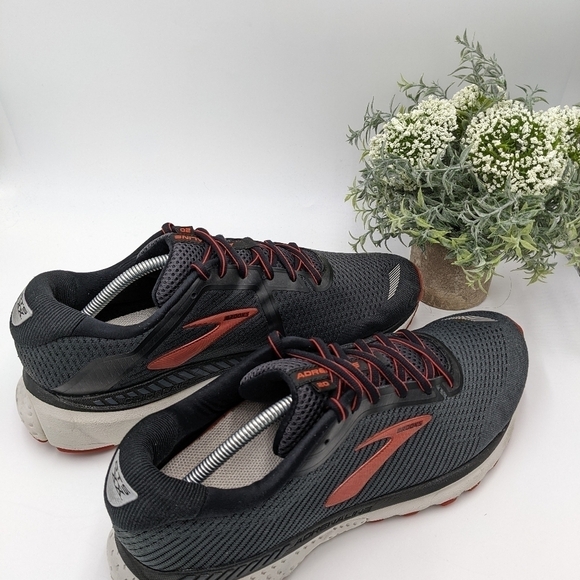 Brooks Adrenaline Gts 20 Mens Black Ebony Ketchup Size 12D pre owned - Picture 4 of 14